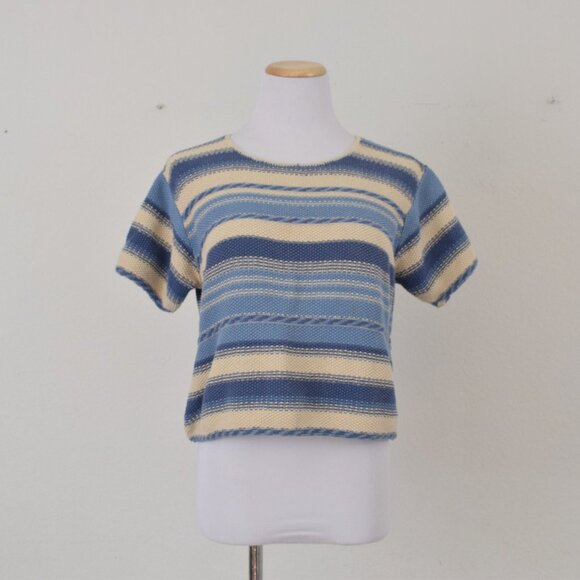 Vintage 90s Striped Knit Crop Blouse‎ - Picture 6 of 10